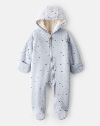 Baby Boy Dinosaur Print Long-Sleeve Jumpsuit - Blue, 