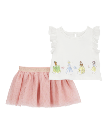 Toddler 2-Piece Disney Princesses Tee & Tutu Skirt Set - White/Pink, 