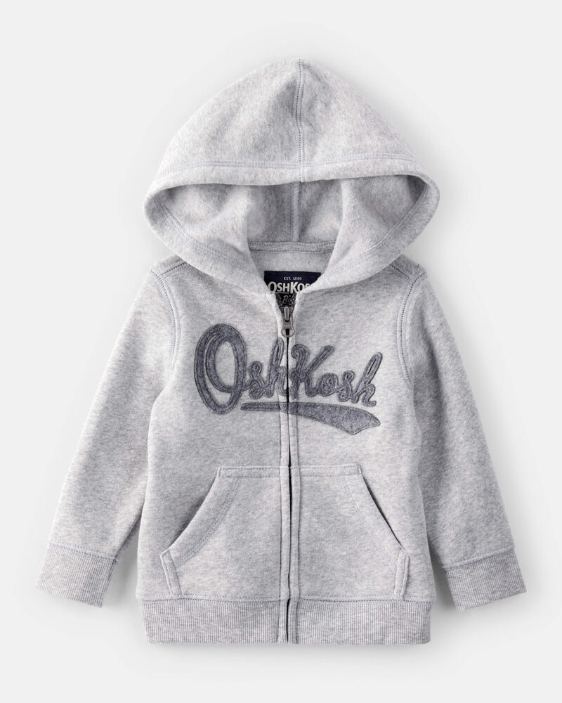 Baby Boy OshKosh Fleece  Logo Zip Jacket - Grey, image 1 of 3 slides