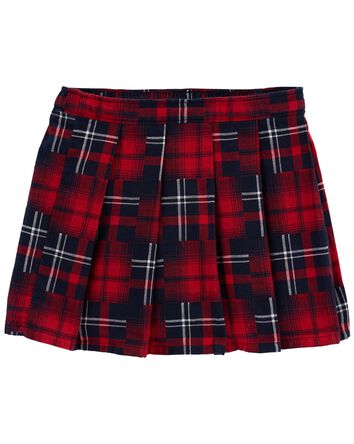 Toddler Family Matching Plaid Pleated Skirt, 