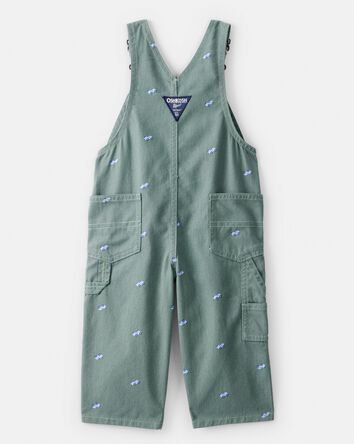 Baby Race Car Print Overalls - Green, 