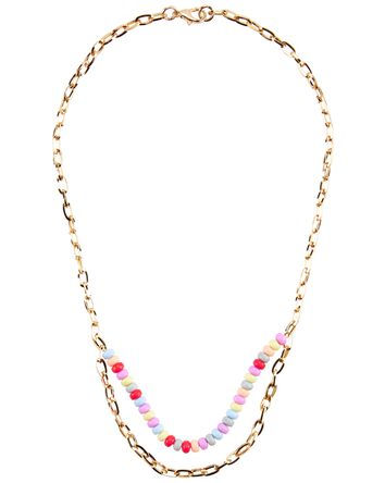 4-Piece Rainbow Necklace & Icon Rings Set, 