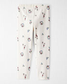 Toddler Girl Organic Cotton Ribbed Knit Pants in Berry Blossom Print, image 2 of 6 slides