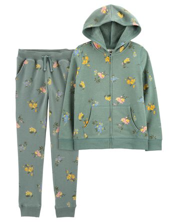 Kid 2-Piece Floral Print Jacket and Pants Set, 