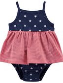 Navy/Red - Baby 4th Of July Bodysuit Dress