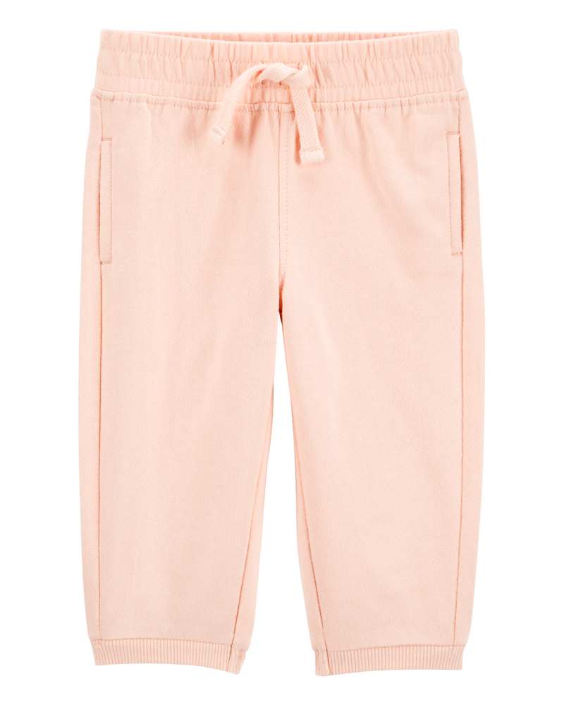 Baby Pull-On French Terry Joggers - Pink, image 1 of 4 slides
