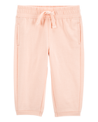 Baby Pull-On French Terry Joggers - Pink, image 1 of 4 slides