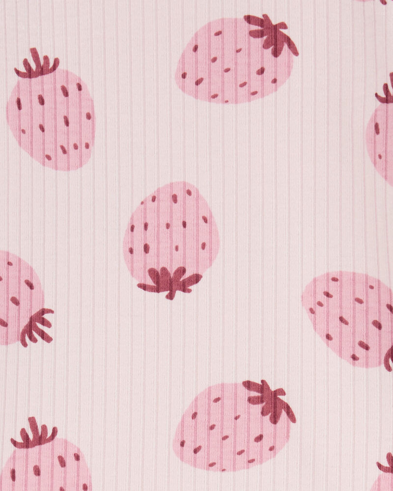 Baby Strawberry Ribbed Long-Sleeve Bodysuit, image 2 of 3 slides