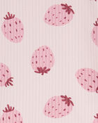 Baby Strawberry Ribbed Long-Sleeve Bodysuit, image 2 of 3 slides