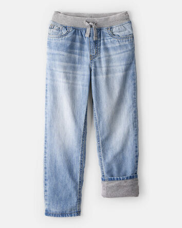 Boys Denim Pull-On Straight Jeans - Light Wash, 