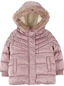 Rose Gold - Baby Faux Fur Midweight Parka
