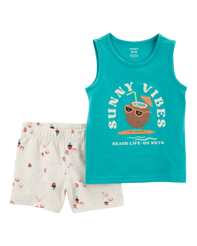 Toddler 2-Piece Sunny Vibes Tank & Pull-On Short Set, image 1 of 3 slides