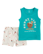 Toddler 2-Piece Sunny Vibes Tank & Pull-On Short Set, image 1 of 3 slides