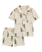 Toddler 2-Piece Alligator Button-Down Shirt & Pull-On Shorts Set, image 1 of 8 slides