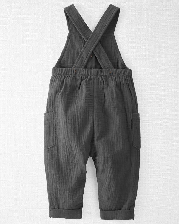 Charcoal Baby Organic Cotton Gauze Overalls in Dark Gray