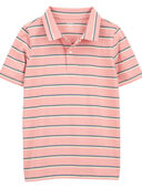 Pink - Kid Striped Jersey Polo