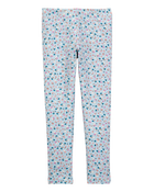 Kid Floral Stretch Leggings - Blue, image 2 of 5 slides