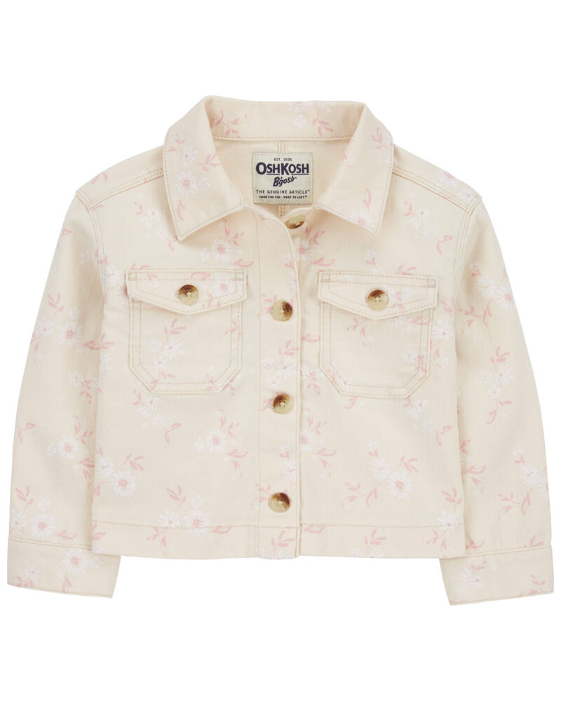 Toddler Floral Print Denim Jacket, image 1 of 3 slides