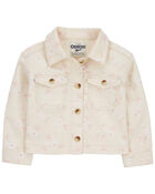 Toddler Floral Print Denim Jacket, image 1 of 3 slides