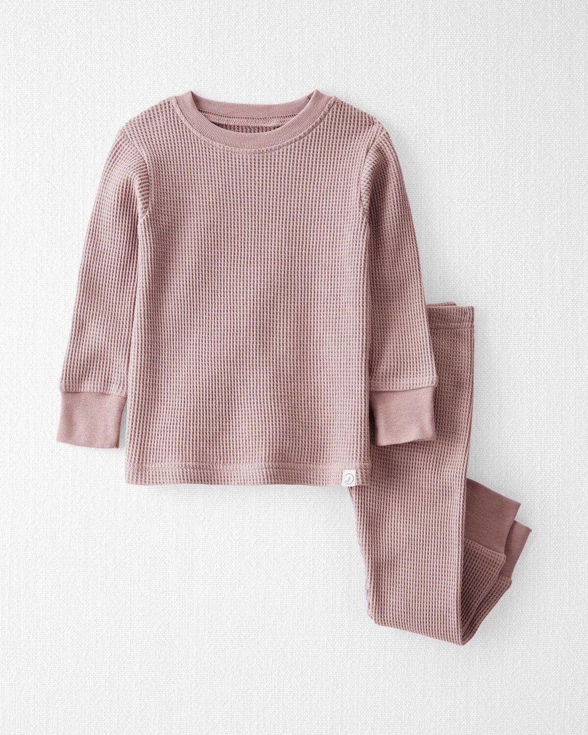 Plum Taupe Baby Waffle Knit Pajamas Set Made With Organic Cotton