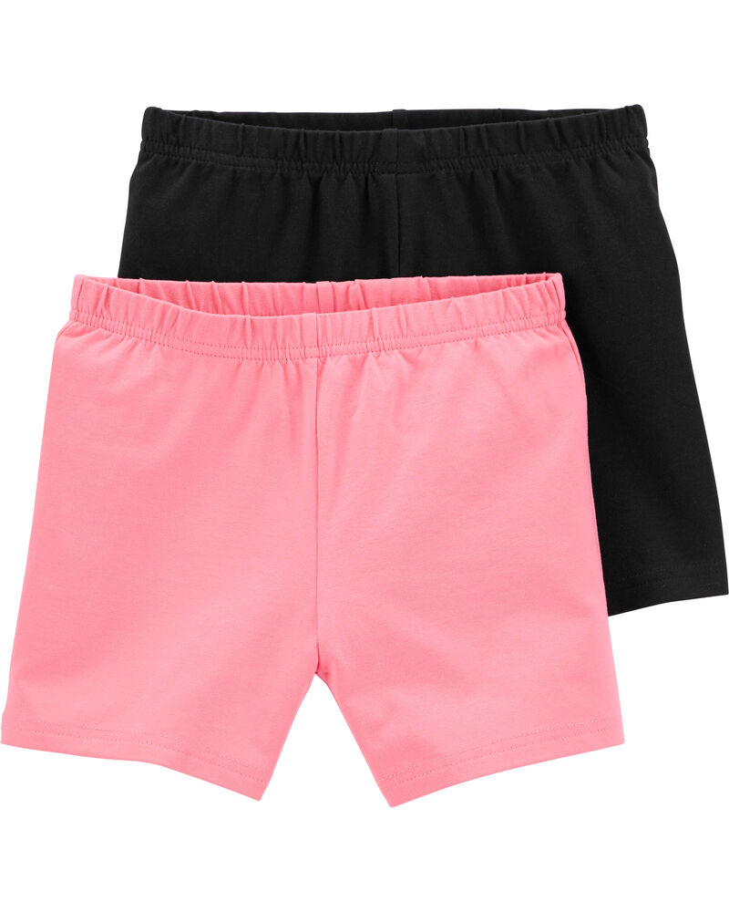Kid 2-Pack Black/Pink Bike Shorts, image 1 of 2 slides