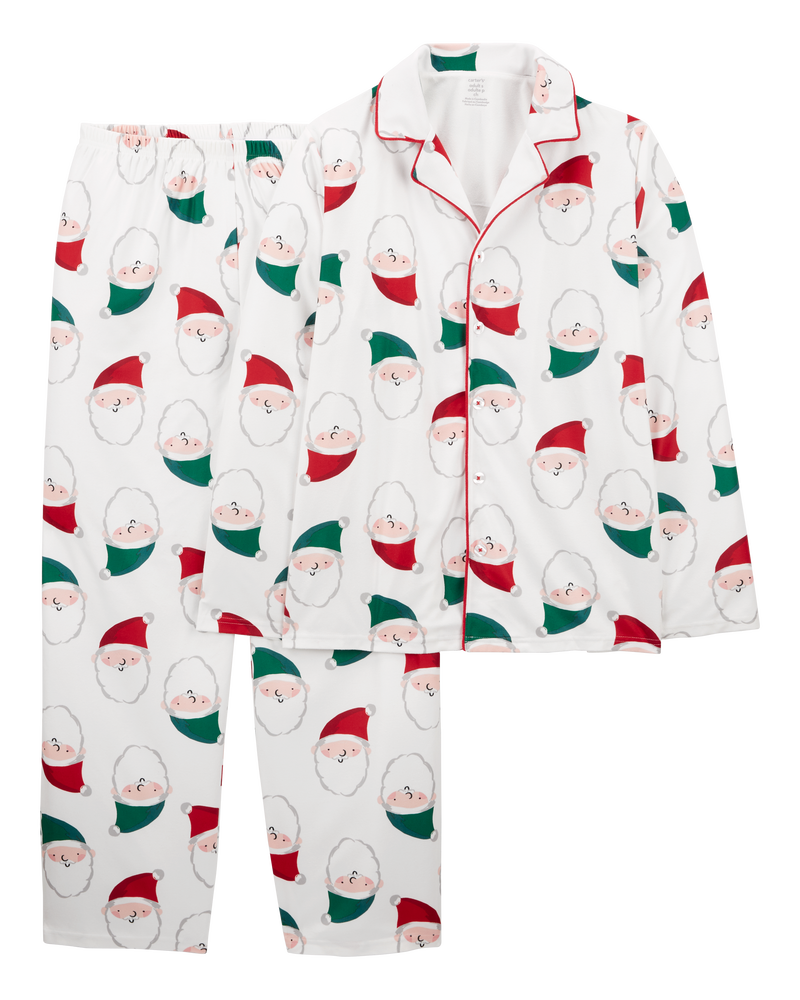 Adult 2 Piece Santa Fleece Coat Style Pajamas