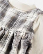 Baby 2-Piece Organic Cotton Herringbone Dress Set in Plaid, image 5 of 7 slides
