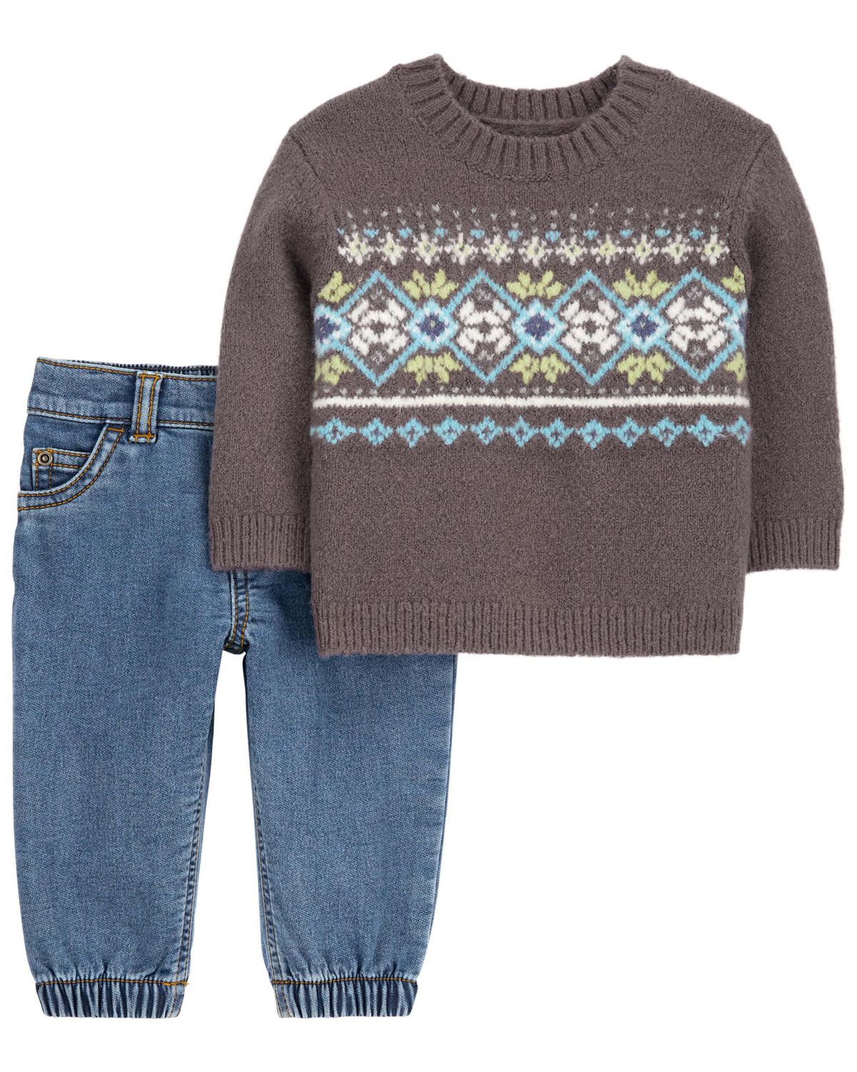Baby Fair Isle Sweater & Denim Jeans Set