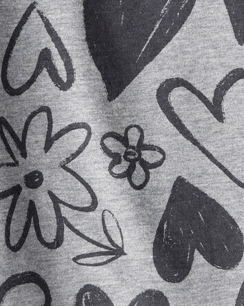 Baby Girl Heart Print Long-Sleeve Top - Grey, 