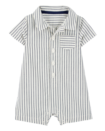 Baby Striped Polo Romper, 