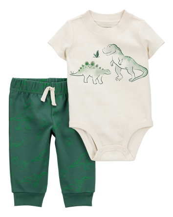 Baby 2-Piece Dinosaur Short-Sleeve Bodysuit Pant Set, 