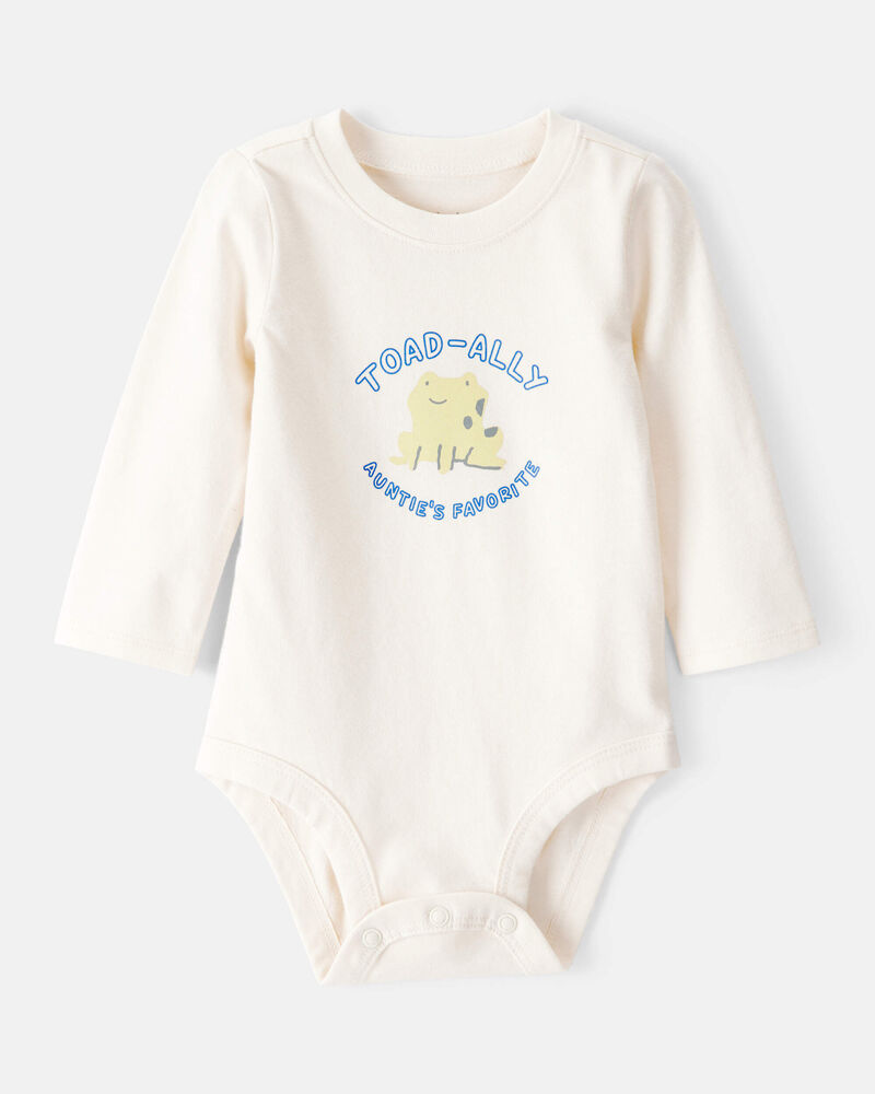 Baby Boy Aunts Favorite Cotton Long-Sleeve Graphic Bodysuit - Ivory, image 1 of 3 slides