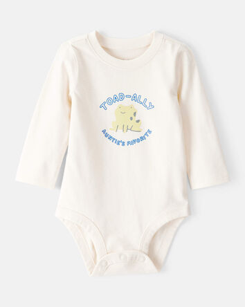 Baby Boy Aunts Favorite Cotton Long-Sleeve Graphic Bodysuit - Ivory, 