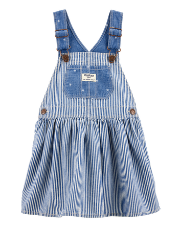 Toddler Chambray Striped Jumper Dress - Blue, 