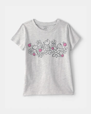 Toddler Girl Ladybug Floral Graphic Tee - Grey, 