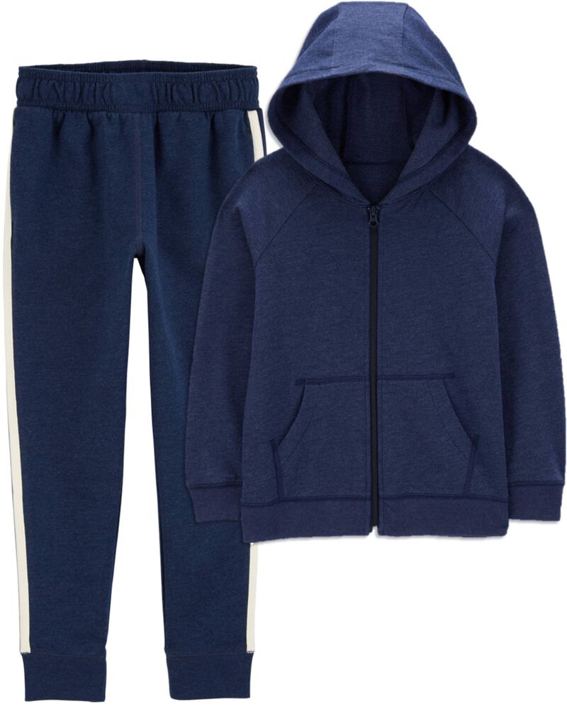Kid 2-Piece Zip-Up Fleece Hoodie & Pants Set, image 1 of 8 slides
