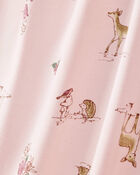 Girls Deer & Floral Print PurelySoft Long-Sleeve 2-Piece Pajamas - Pink, image 2 of 5 slides
