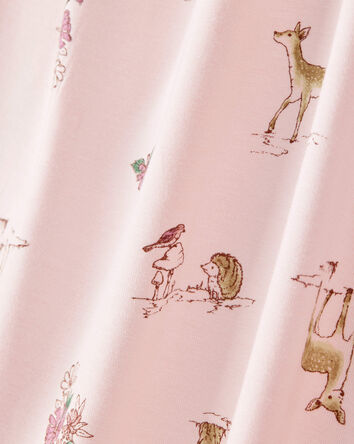 Girls Deer & Floral Print PurelySoft Long-Sleeve 2-Piece Pajamas - Pink, 