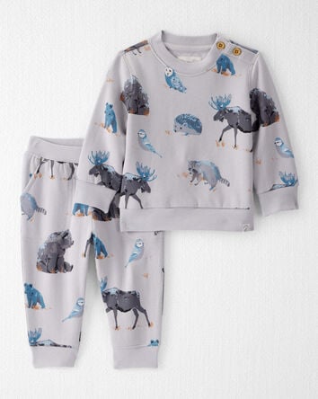 Baby Boy Midnight Forest Print Fleece Set Made with Organic Cotton, 
