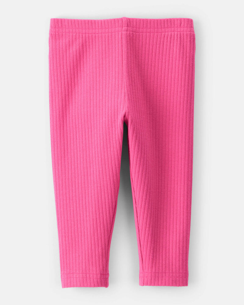 Baby Girl Cotton Solid Stretch Leggings - Pink, image 2 of 4 slides