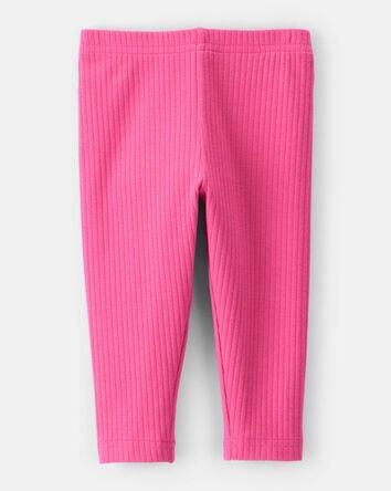 Baby Girl Cotton Solid Stretch Leggings - Pink, 