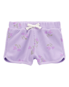 Toddler Floral Waffle Knit Shorts - Purple, image 1 of 6 slides