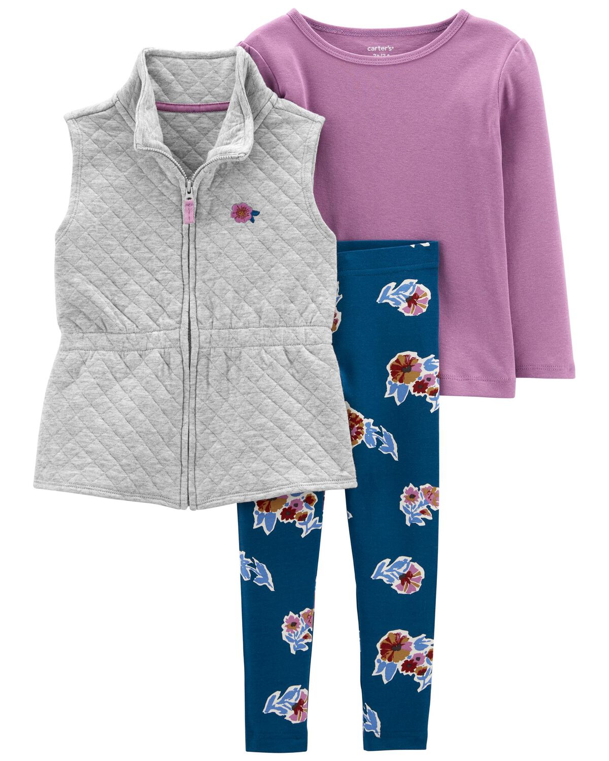 Multi Toddler 3Piece Quilted Vest Set