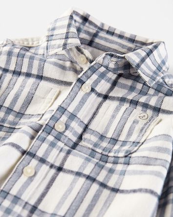 Baby Organic Cotton Cozy Flannel Button-Front Shirt, 