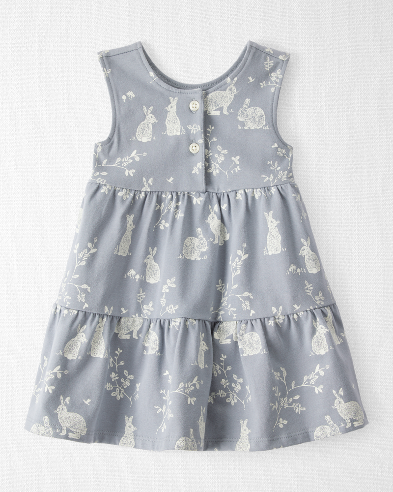 Baby Organic Cotton Bunny-Print Dress, image 1 of 6 slides