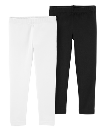 Baby 2-Pack Black & White Cotton Stretch Leggings, 