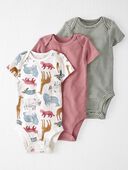 Multi - Baby Organic Cotton Rib 3-Pack Striped & Animal-Print Bodysuits