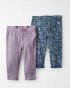 Baby 2-Pack Ribbed Pants Made With Organic Cotton, image 1 of 3 slides
