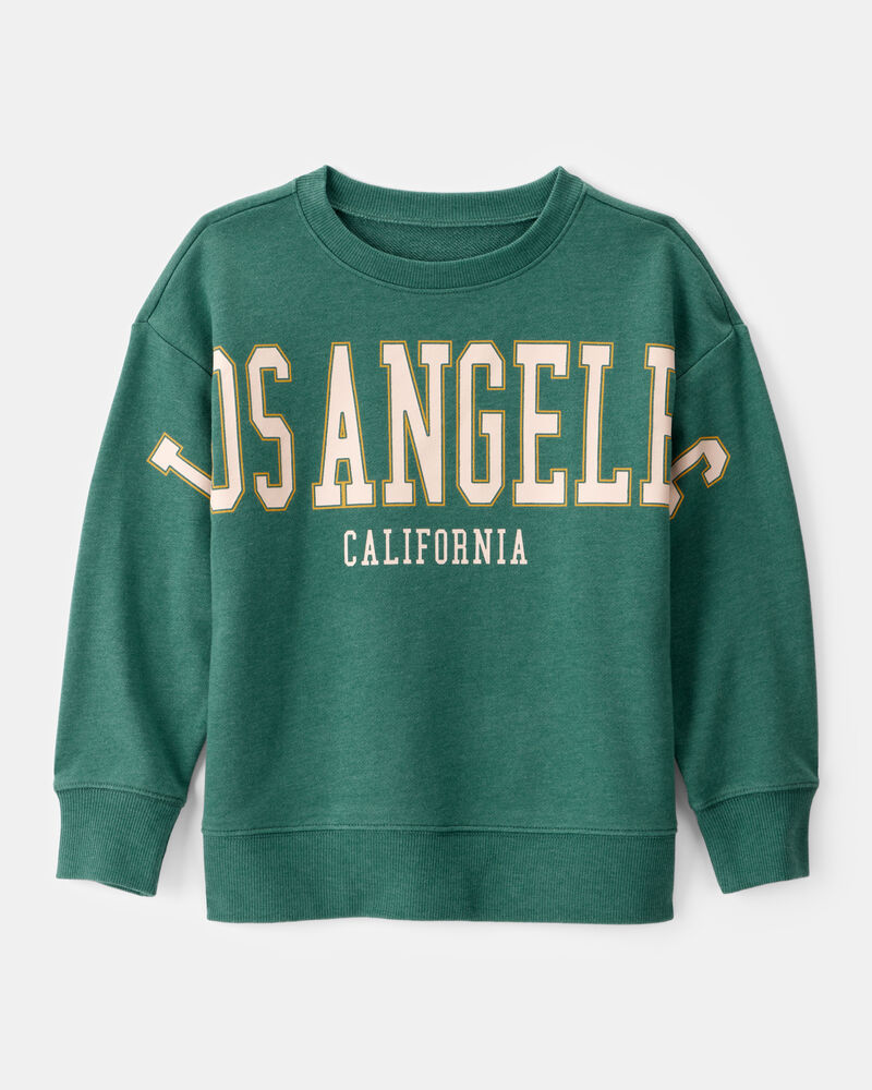 Boys Los Angeles French Terry Pullover Sweatshirt - Green, image 1 of 4 slides