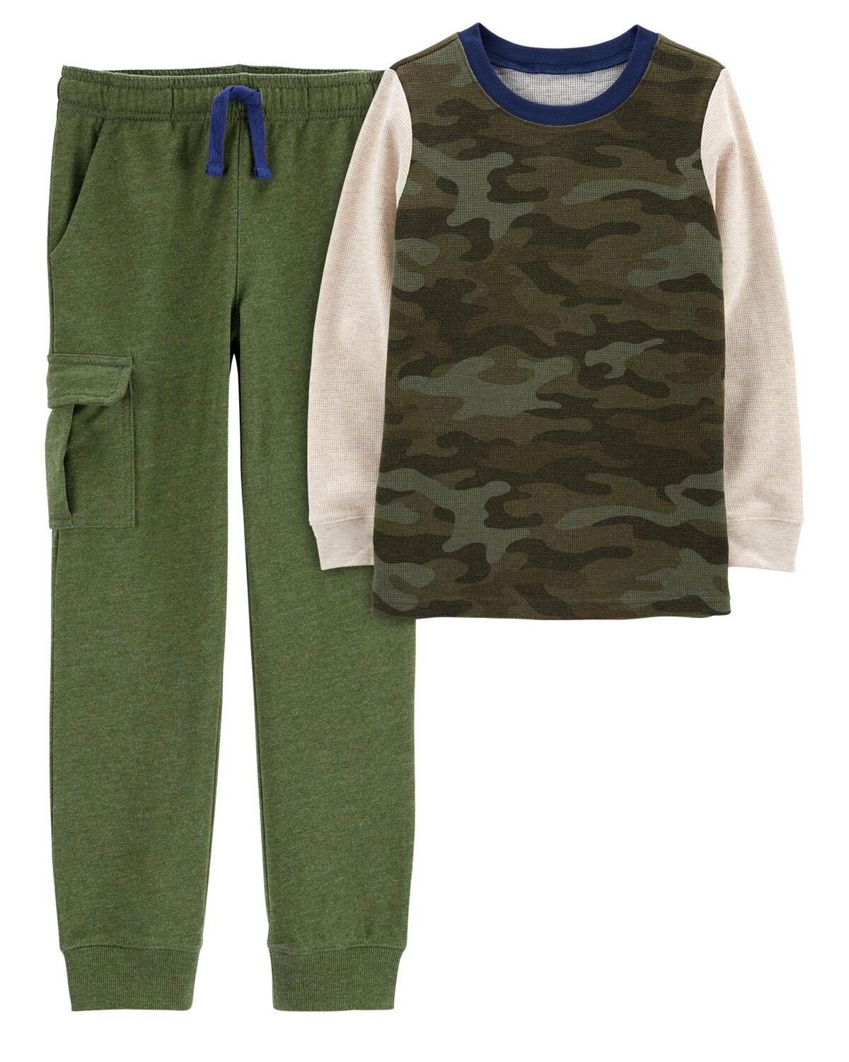 Kid 2-Piece Long-Sleeve Thermal Shirt & 4-Pocket Cargo Pants
